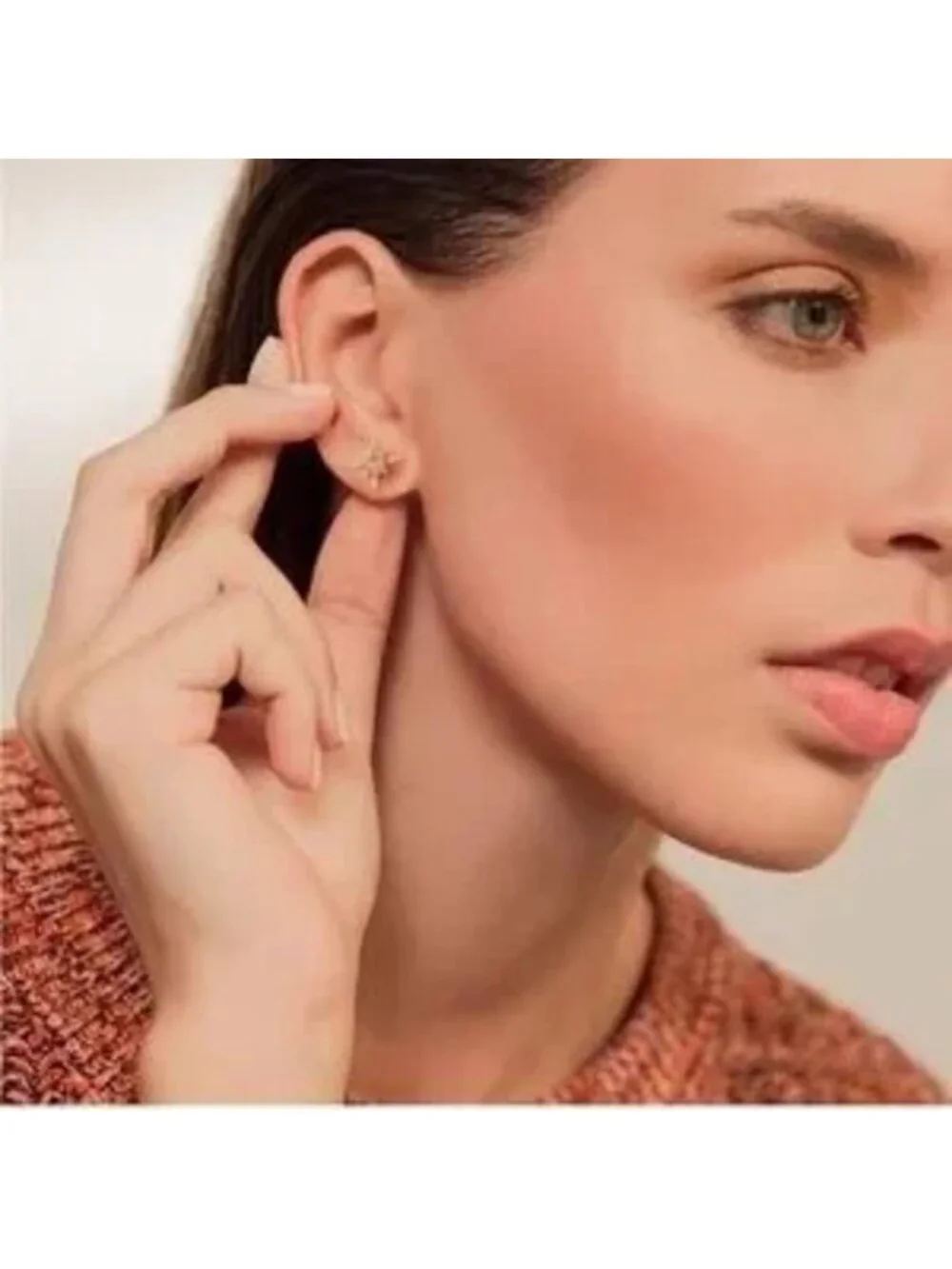 Gold 14k Gold Plated Hamsa Star CZ Stud Earrings